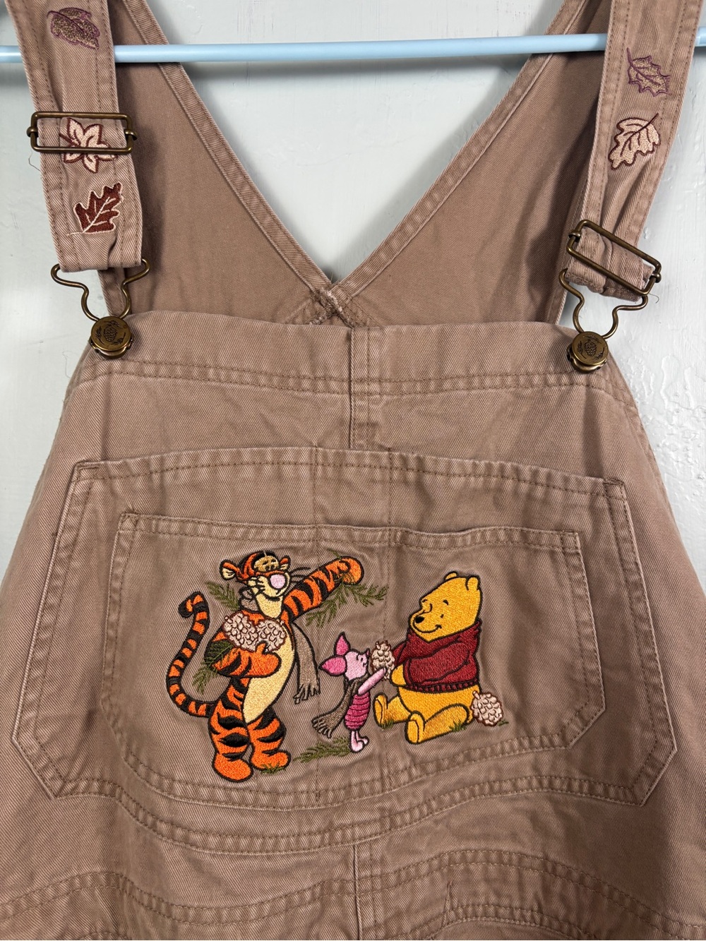 Vintage Disney Winnie the Pooh Embroidered Cargo Style Overalls - Taupe